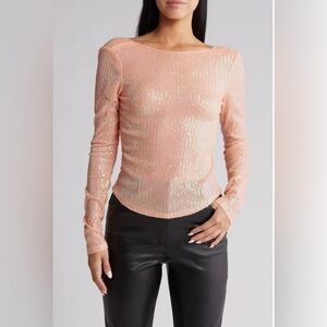 Free people Unapologetic Sequin Long Sleeve Top large